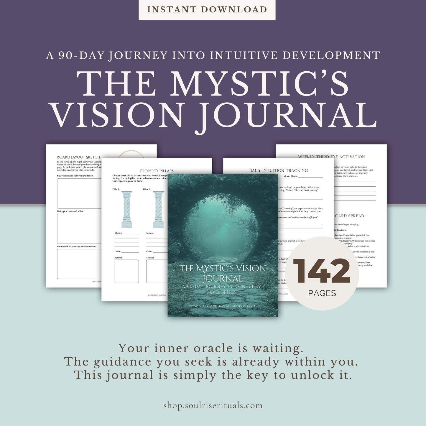 The Mystic's Vision Journal: 90-Day Intuitive Development Workbook (Digital Download)