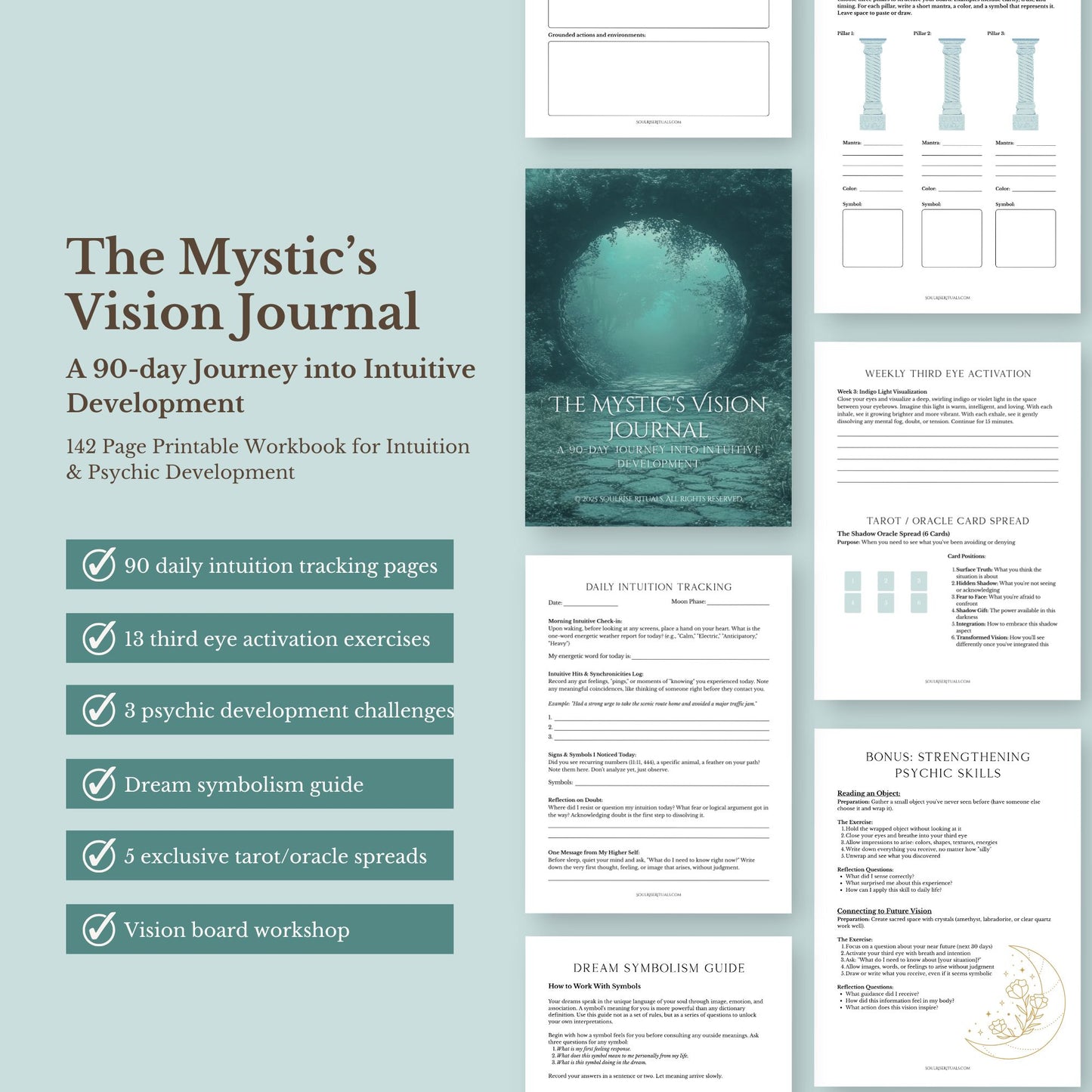 The Mystic's Vision Journal: 90-Day Intuitive Development Workbook (Digital Download)