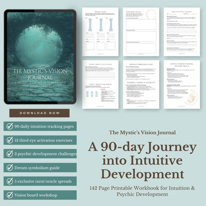 The Mystic's Vision Journal: 90-Day Intuitive Development Workbook (Digital Download)